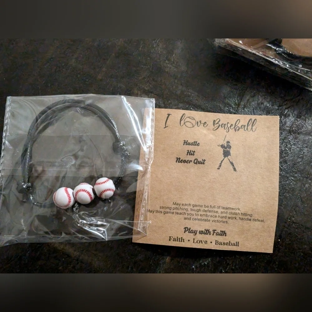 MLB Black Bracelet with Baseball Bracelet Charms
